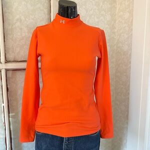 Underarmour Coldgear Orange Long Sleeve Mock Neck Top Size Medium